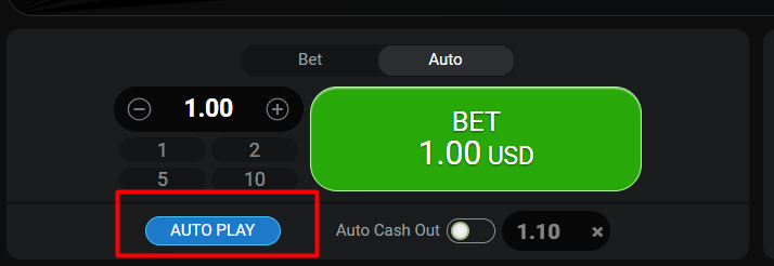 Aviator Auto Play button