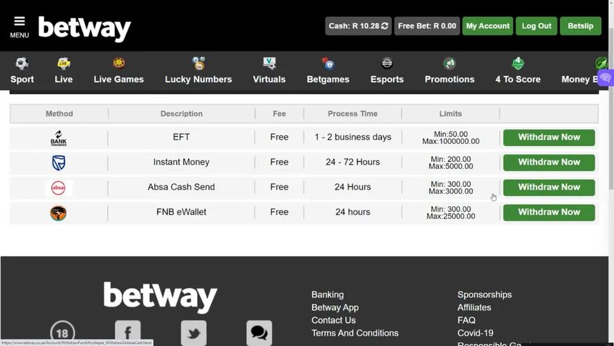 Betway Aviator Withdrawal Methods