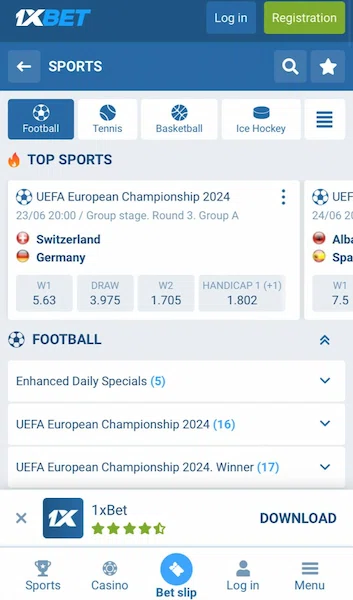 1xBet Website mobile